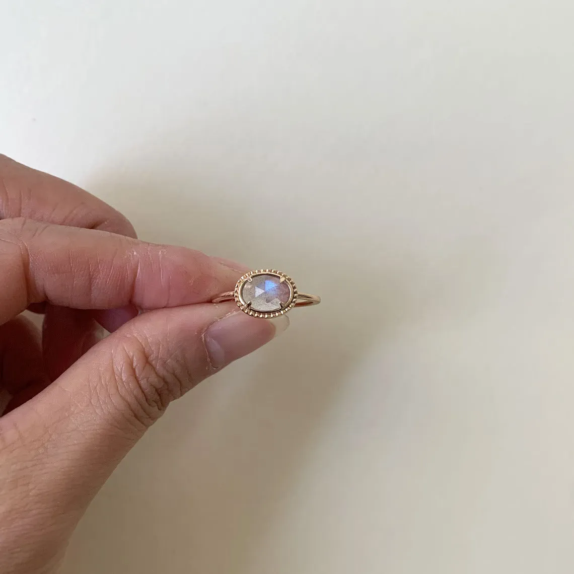 14k Gold Vermeil Labradorite Solitaire Vintage Rings