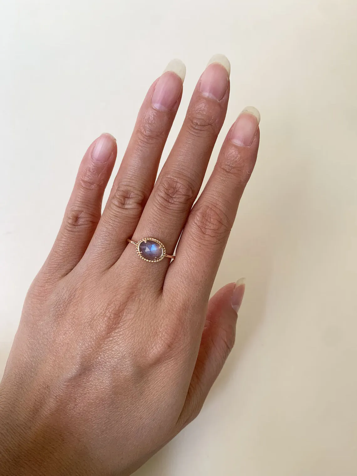 14k Gold Vermeil Labradorite Solitaire Vintage Rings