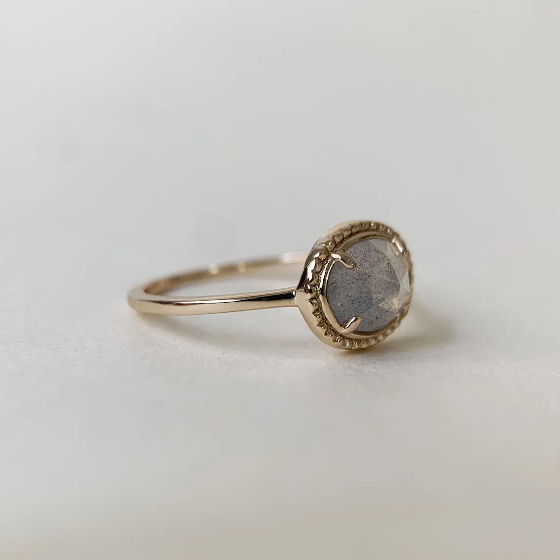 14k Gold Vermeil Labradorite Solitaire Vintage Rings