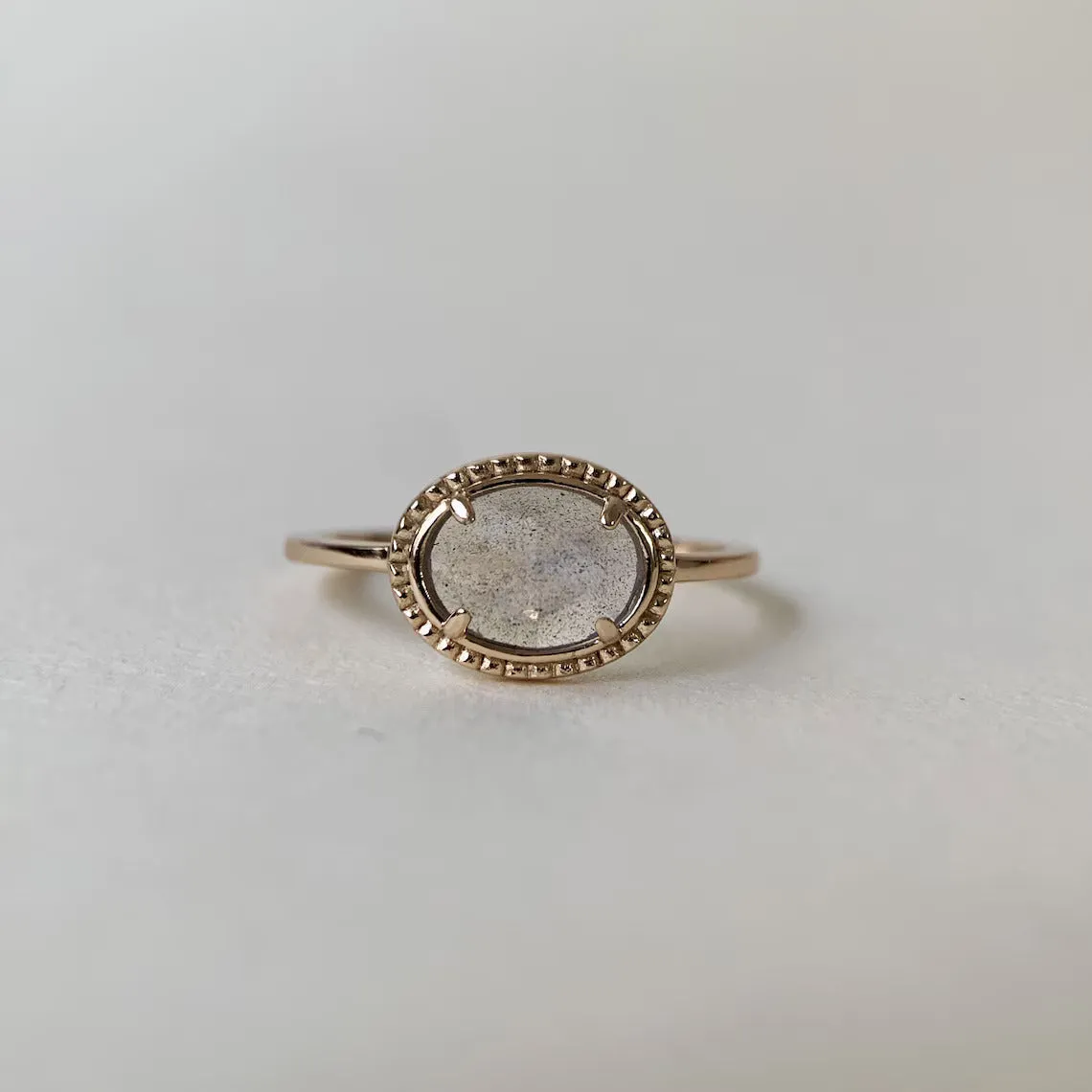 14k Gold Vermeil Labradorite Solitaire Vintage Rings