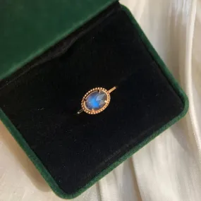 14k Gold Vermeil Labradorite Solitaire Vintage Rings
