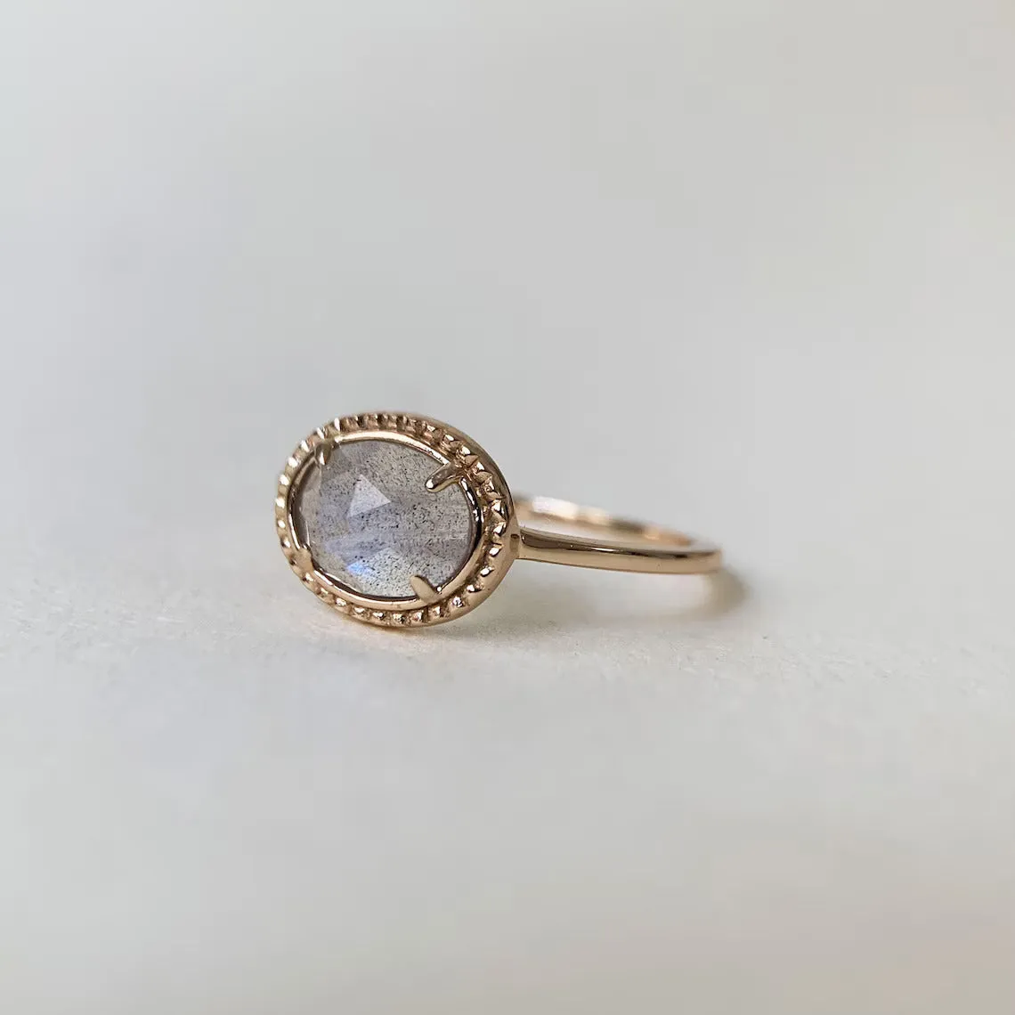 14k Gold Vermeil Labradorite Solitaire Vintage Rings
