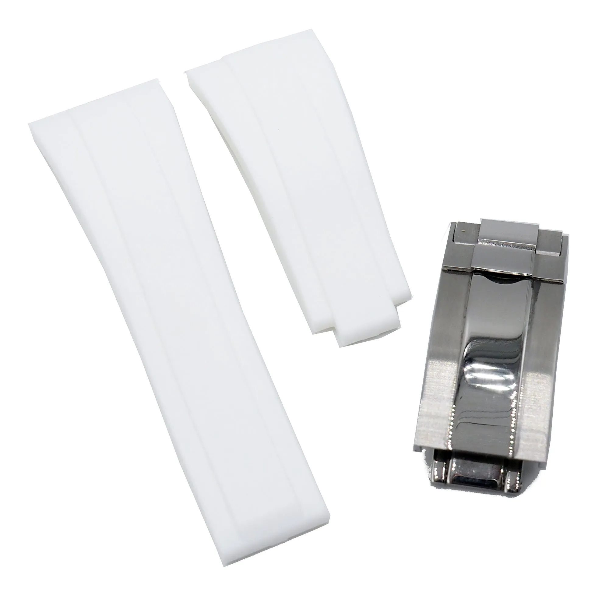 22mm Straight End White Rubber Watch Strap For Rolex