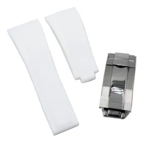 22mm Straight End White Rubber Watch Strap For Rolex
