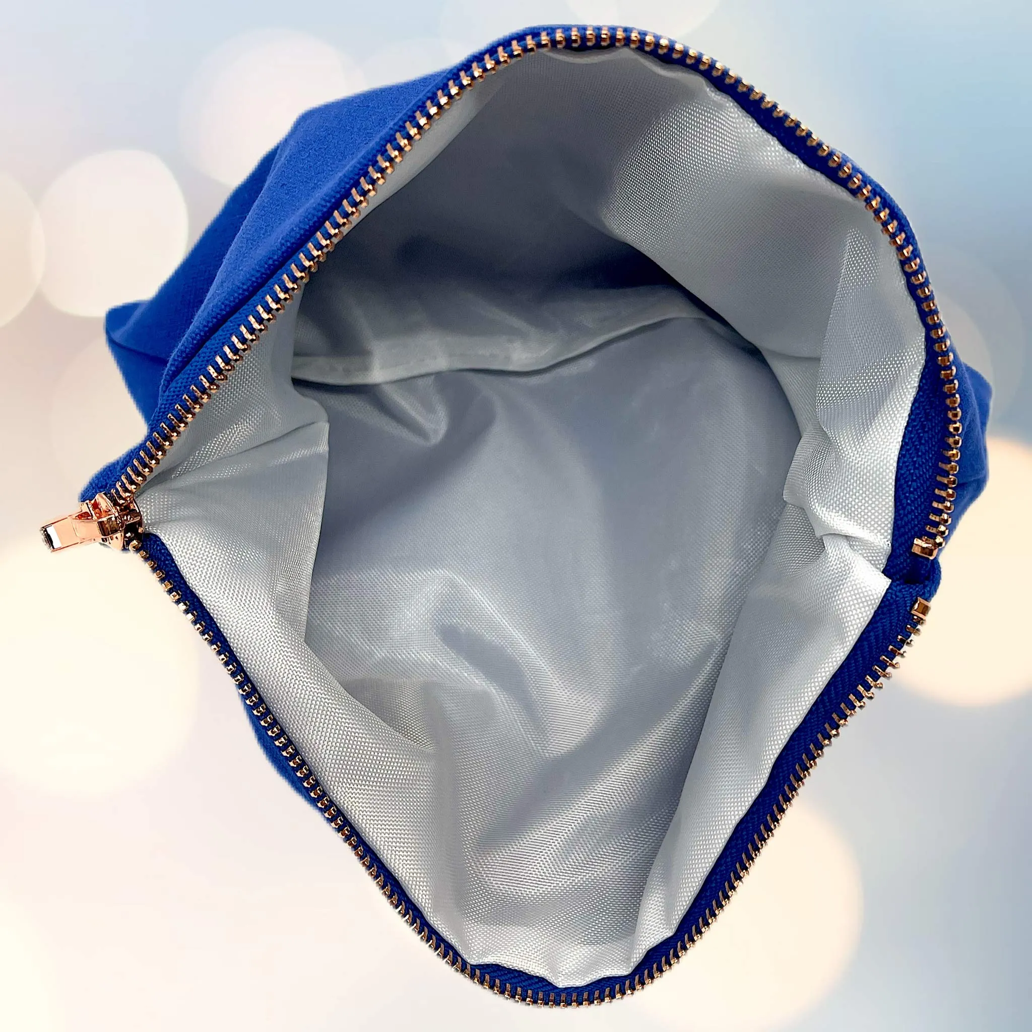 6 Bridesmaids Makeup Bags & 1 for Bride. 7 Large Canvas Toiletry Bags with Metal Zipper & Inside Lining. for Bachelorette Party Favors & Bridal Shower with Bridesmaid Proposal Cards. (Royal Blue)