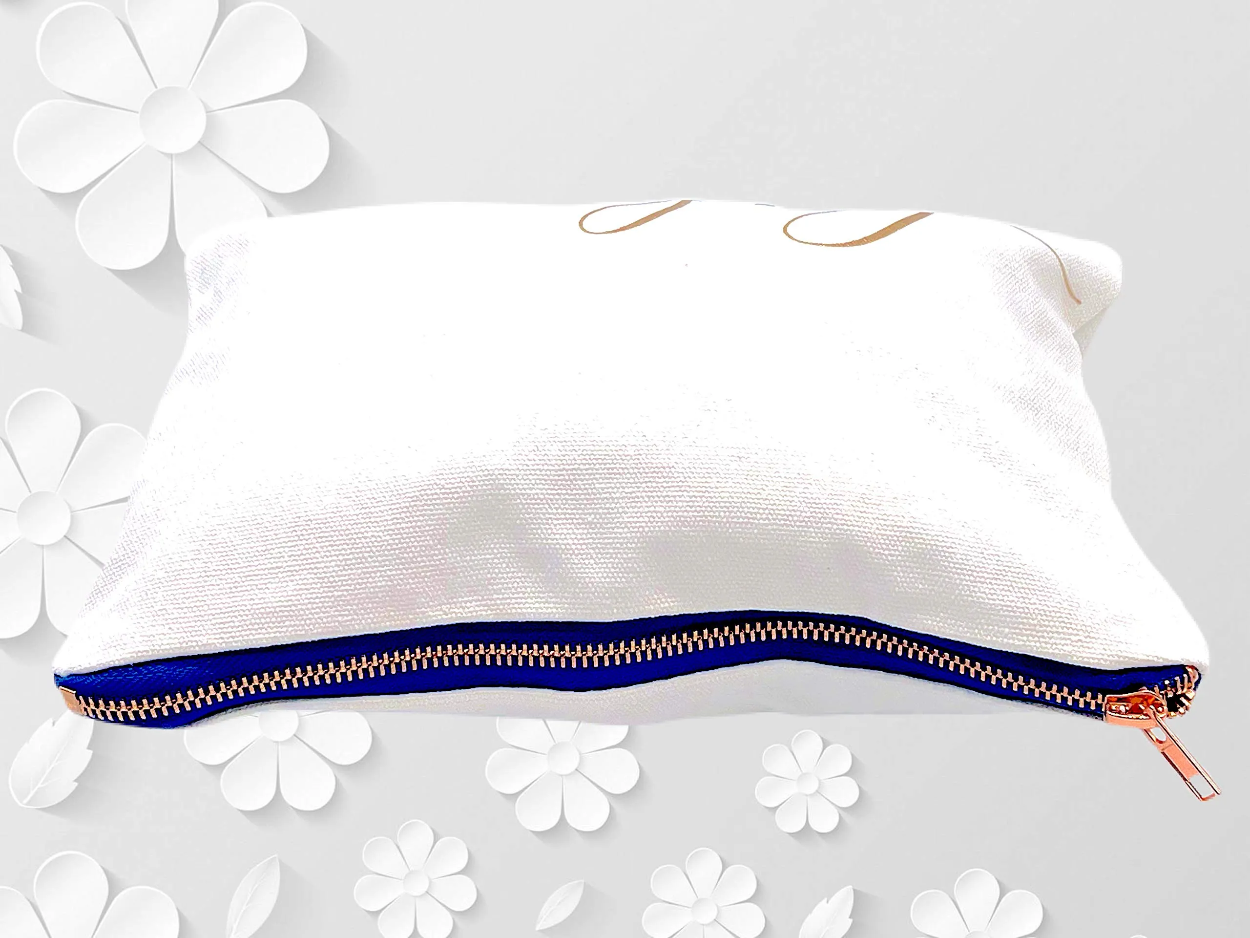 6 Bridesmaids Makeup Bags & 1 for Bride. 7 Large Canvas Toiletry Bags with Metal Zipper & Inside Lining. for Bachelorette Party Favors & Bridal Shower with Bridesmaid Proposal Cards. (Royal Blue)