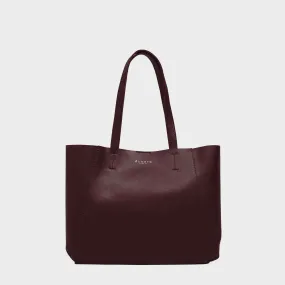 'ADELA' Burgundy Smooth Real Leather Unlined Designer Tote Bag