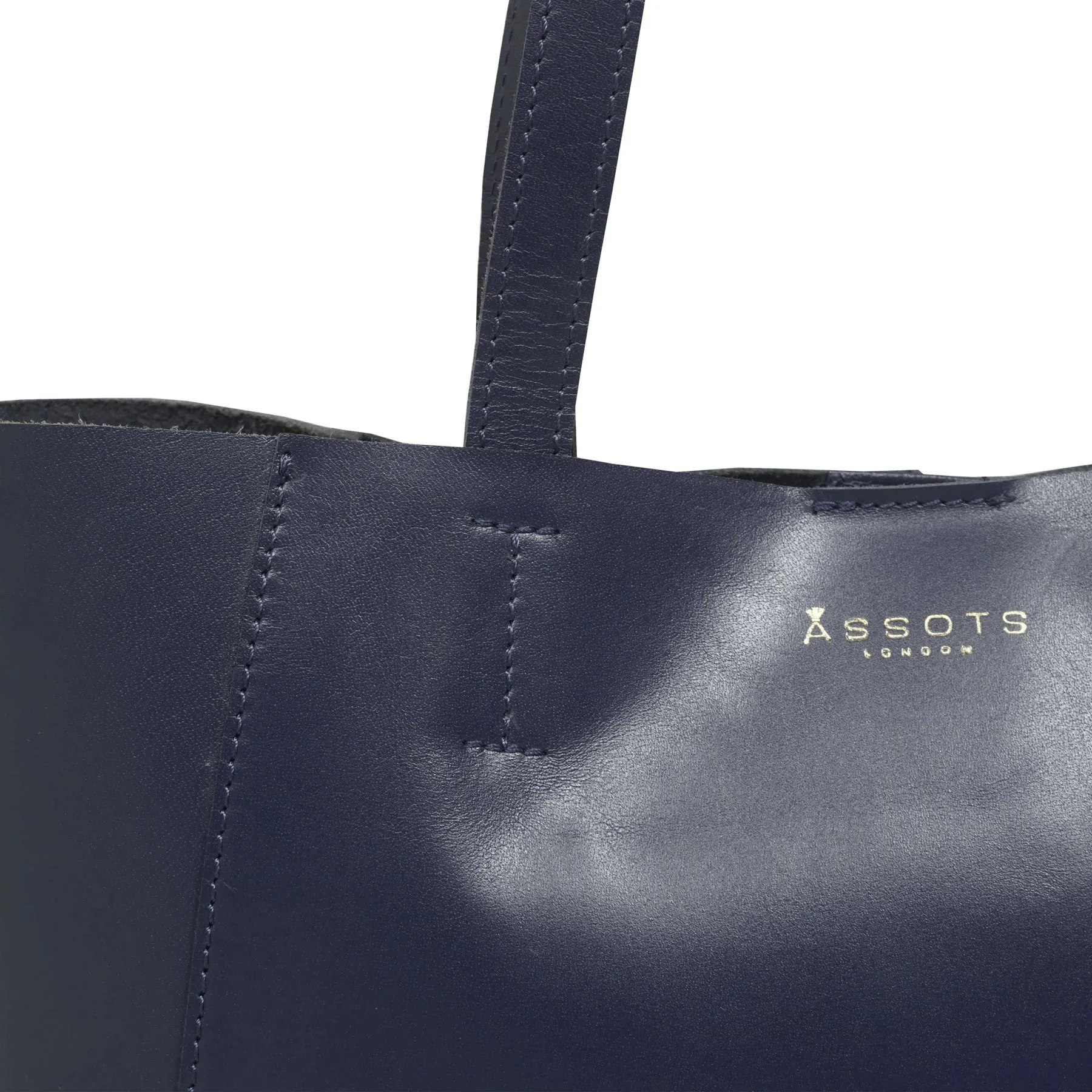 'ADELA' Smooth Real Leather Unlined Designer Tote Bag  in Navy