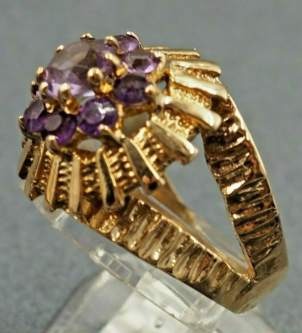 Amethyst 9ct Yellow Gold Cluster Ring