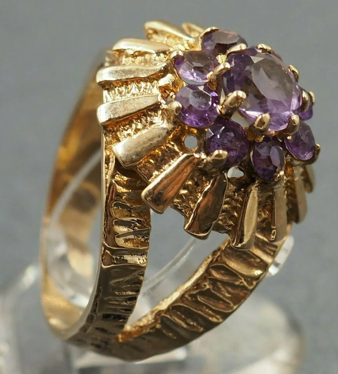 Amethyst 9ct Yellow Gold Cluster Ring