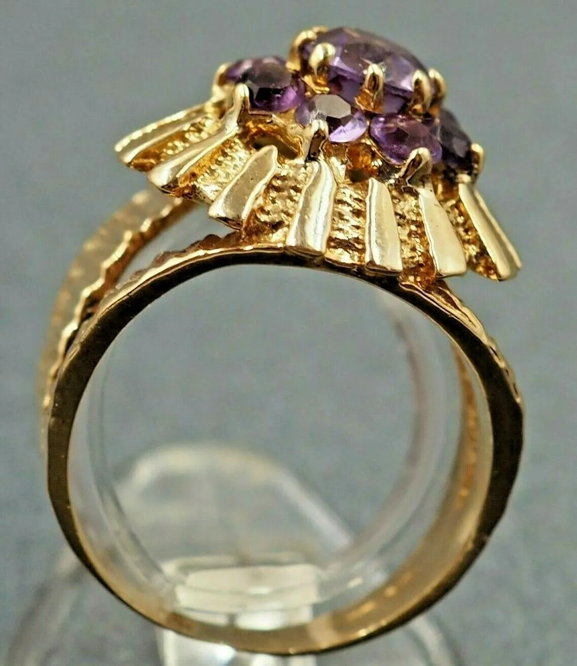 Amethyst 9ct Yellow Gold Cluster Ring