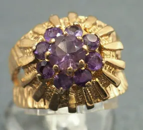 Amethyst 9ct Yellow Gold Cluster Ring