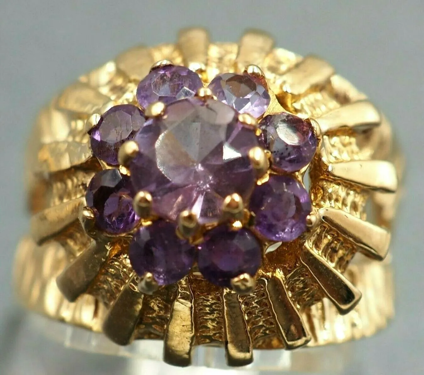 Amethyst 9ct Yellow Gold Cluster Ring