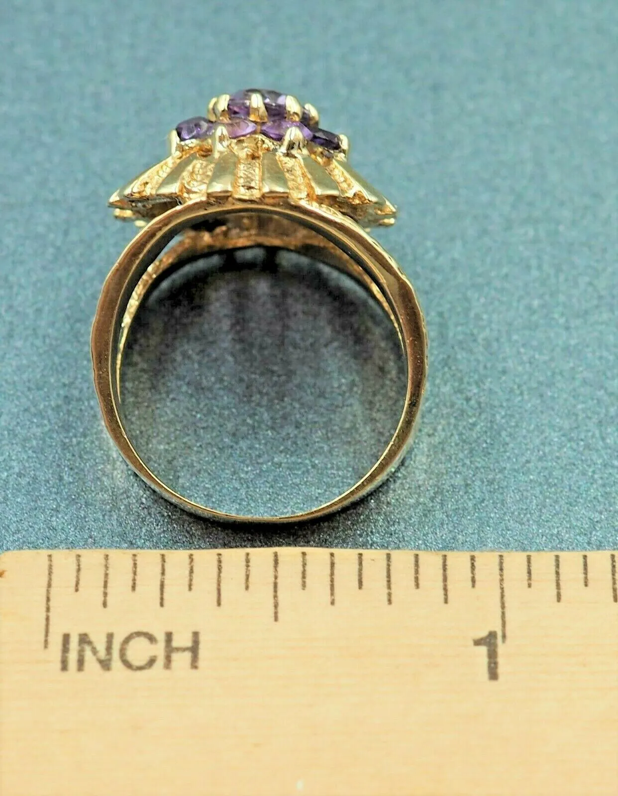 Amethyst 9ct Yellow Gold Cluster Ring
