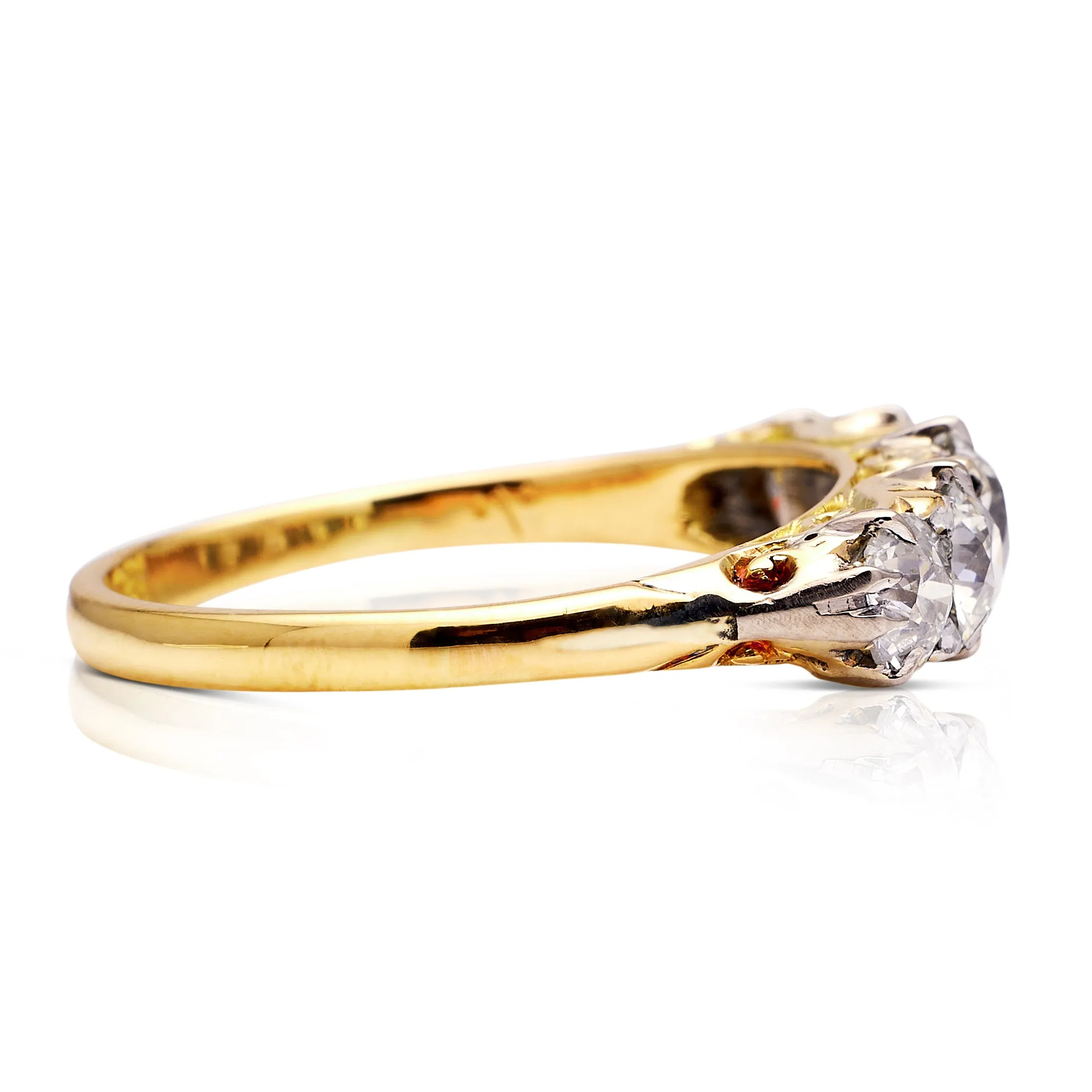 Antique, Victorian five stone diamond engagement ring, 18ct yellow gold