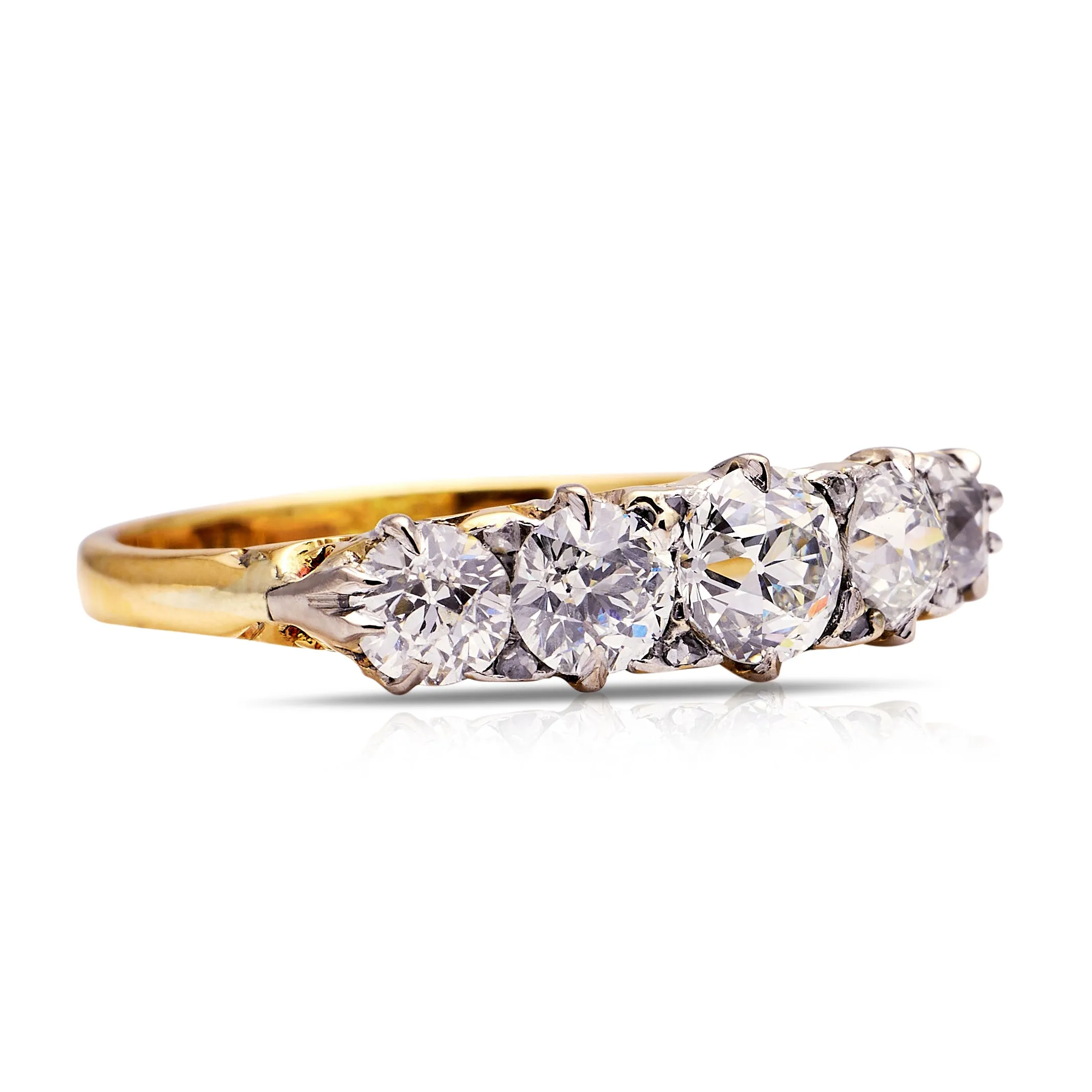 Antique, Victorian five stone diamond engagement ring, 18ct yellow gold
