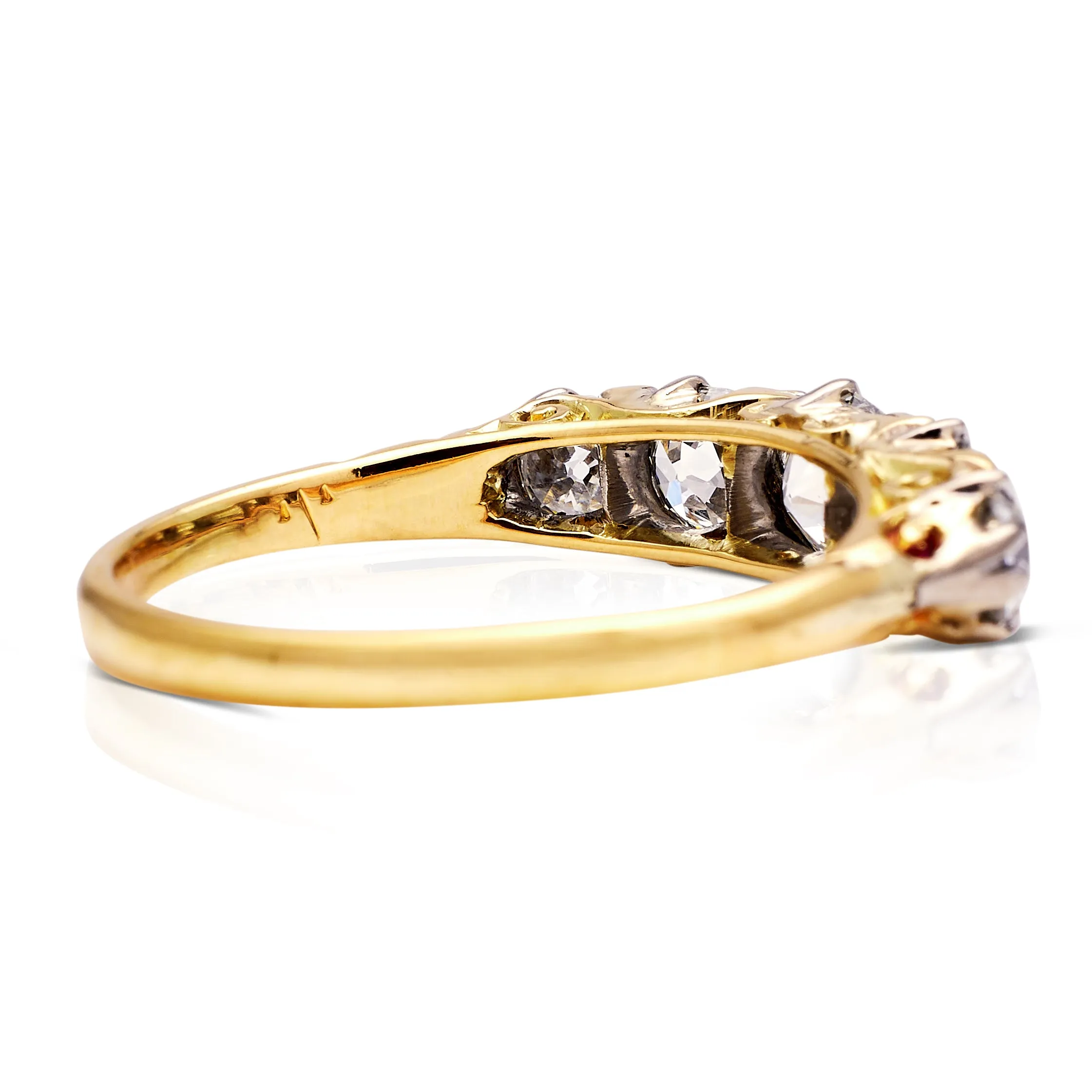 Antique, Victorian five stone diamond engagement ring, 18ct yellow gold