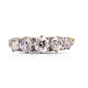 Antique, Victorian five stone diamond engagement ring, 18ct yellow gold