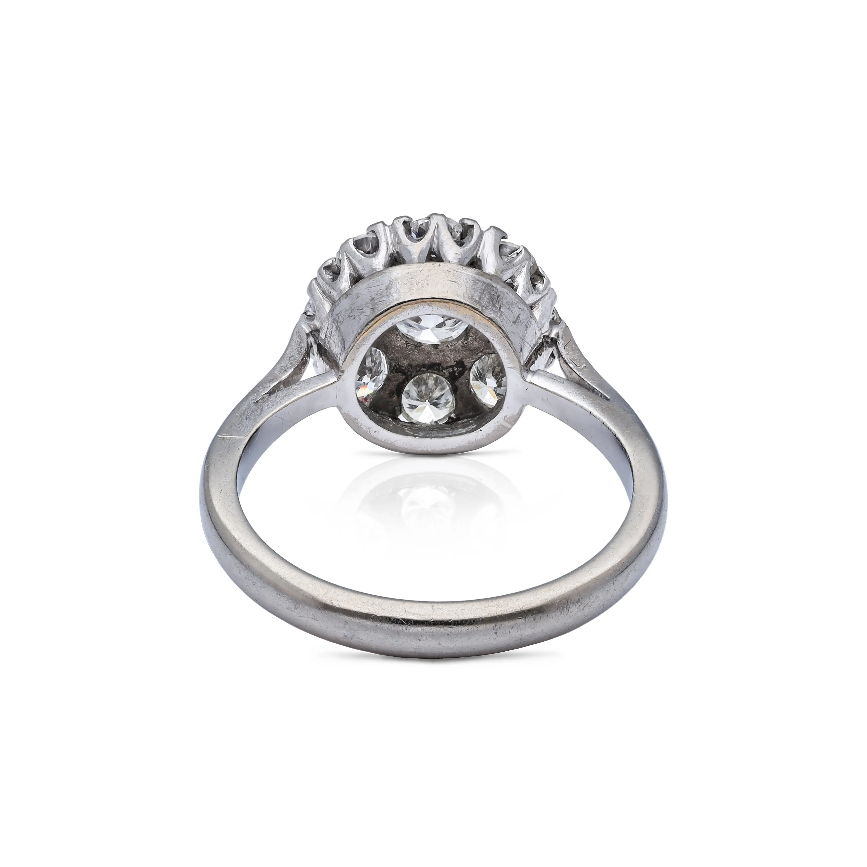 Art Deco diamond cluster engagement ring, 18ct white gold