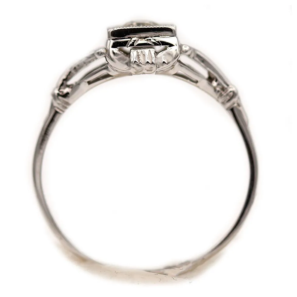 Art Deco Geometric Square Old Mine Cut Diamond Engagement Ring