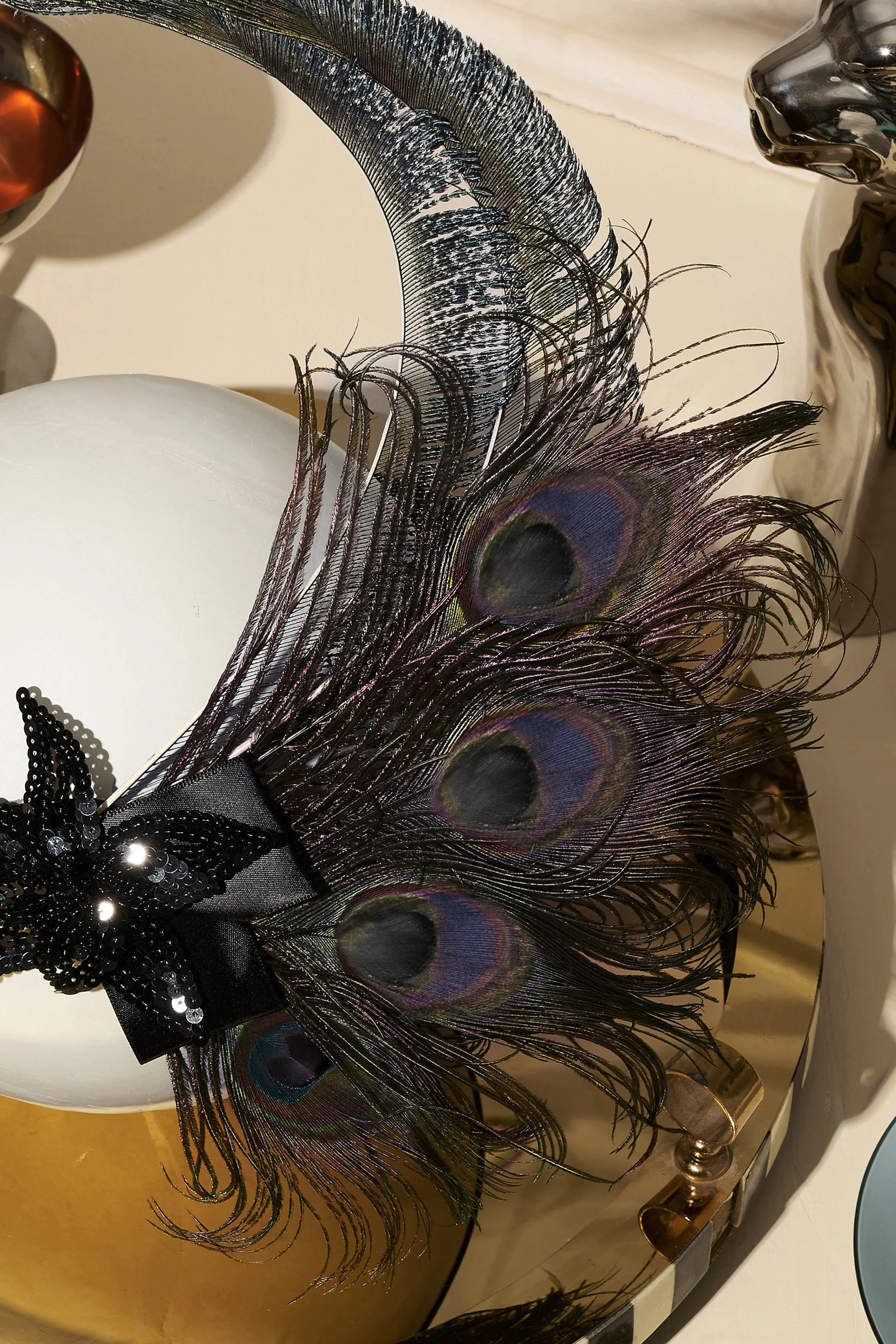 Beaded Sequin Peacock Headdress