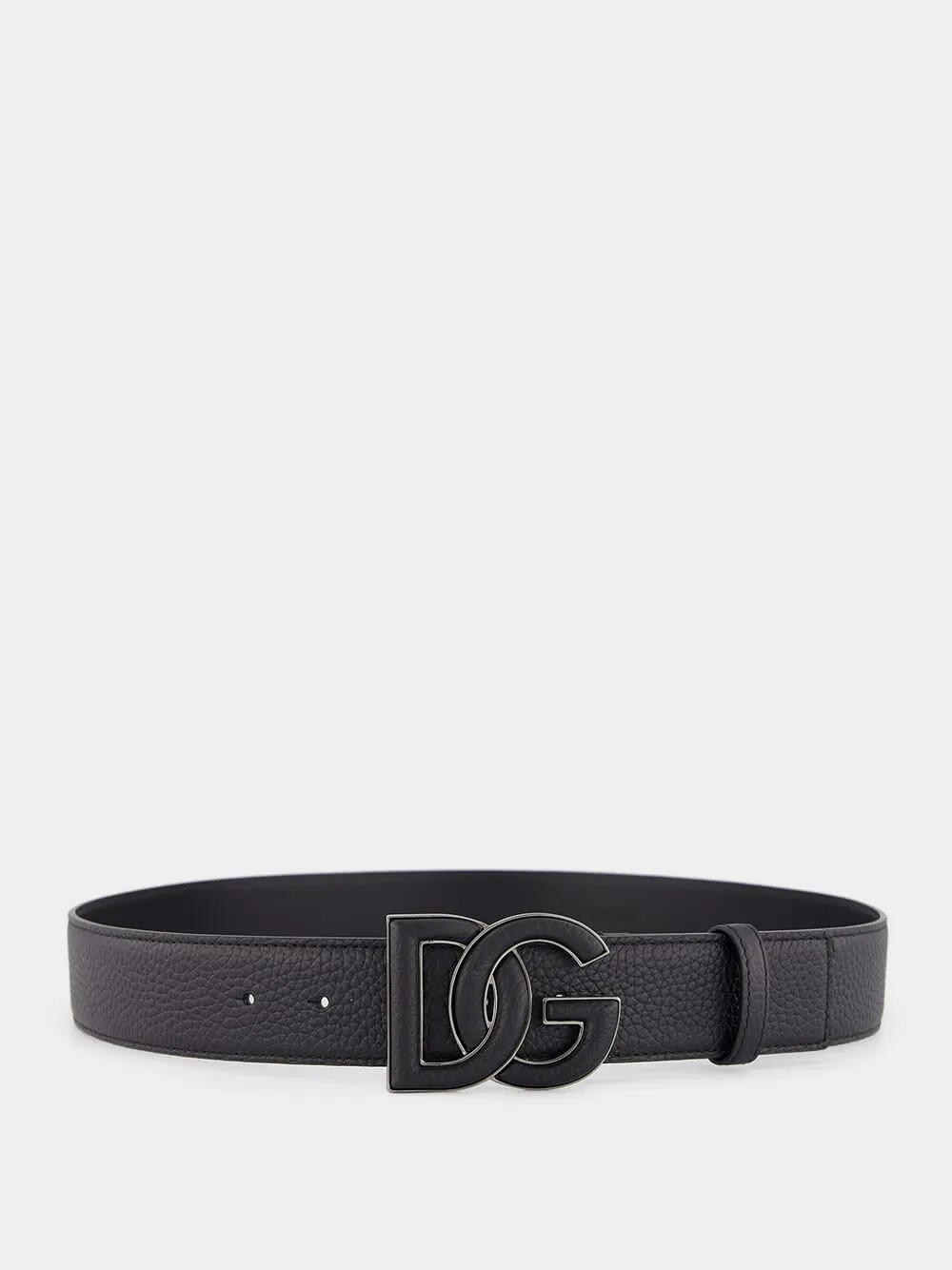 Black Deerskin-Print Calfskin Belt