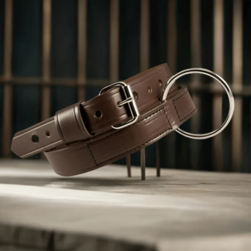 Boston Leather 1 ½ Restraint Belt, Brown Standard