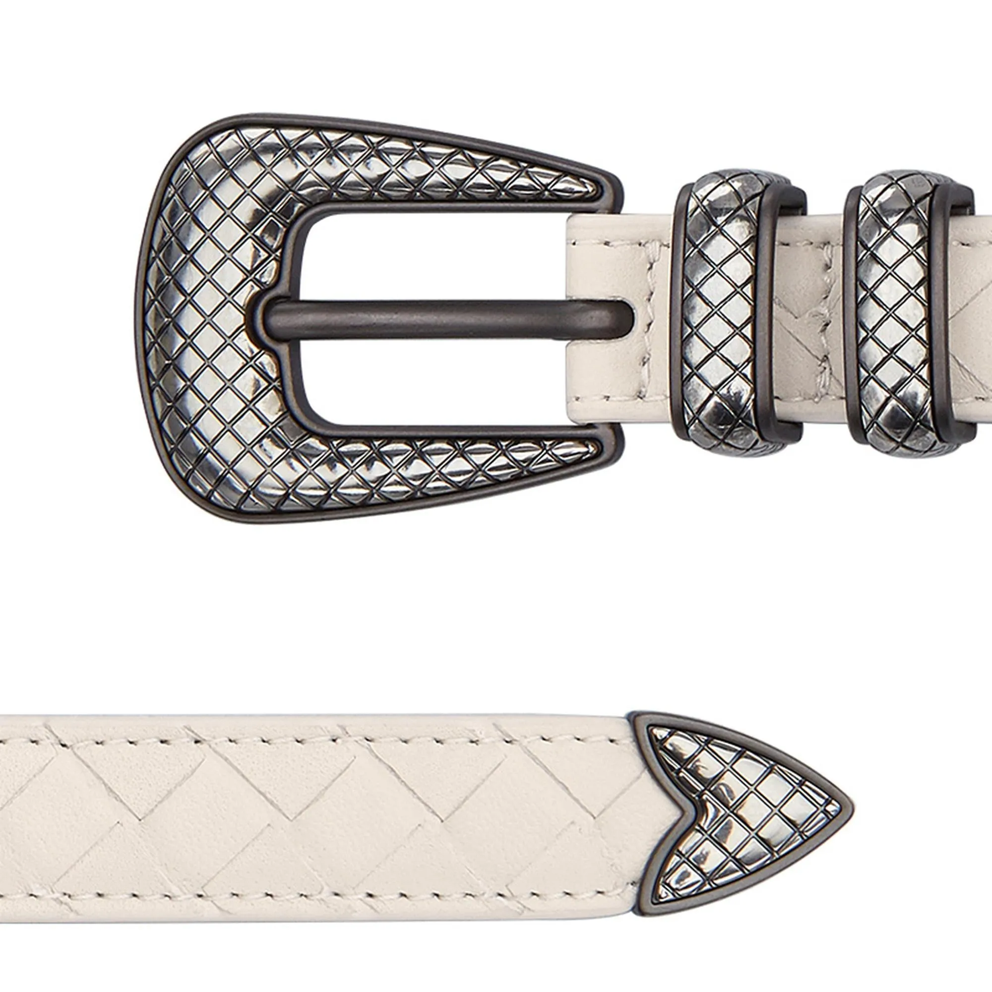 Bottega Veneta Intraciatto Embossed Buckle Leather Belt
