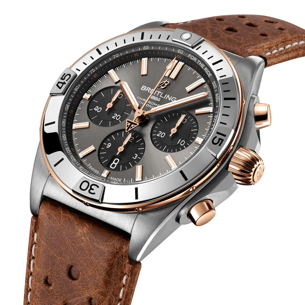 Breitling Chronomat B01 42mm Anthracite Dial Steel and 18ct Rose Gold Automatic Chronograph Gents Watch TB0134101M1X1