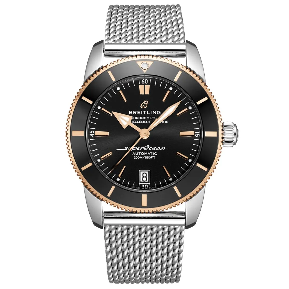 Breitling Superocean Heritage B20 42mm Black Dial 18ct Red Gold & Steel Automatic Gents Watch UB2010121B1A1