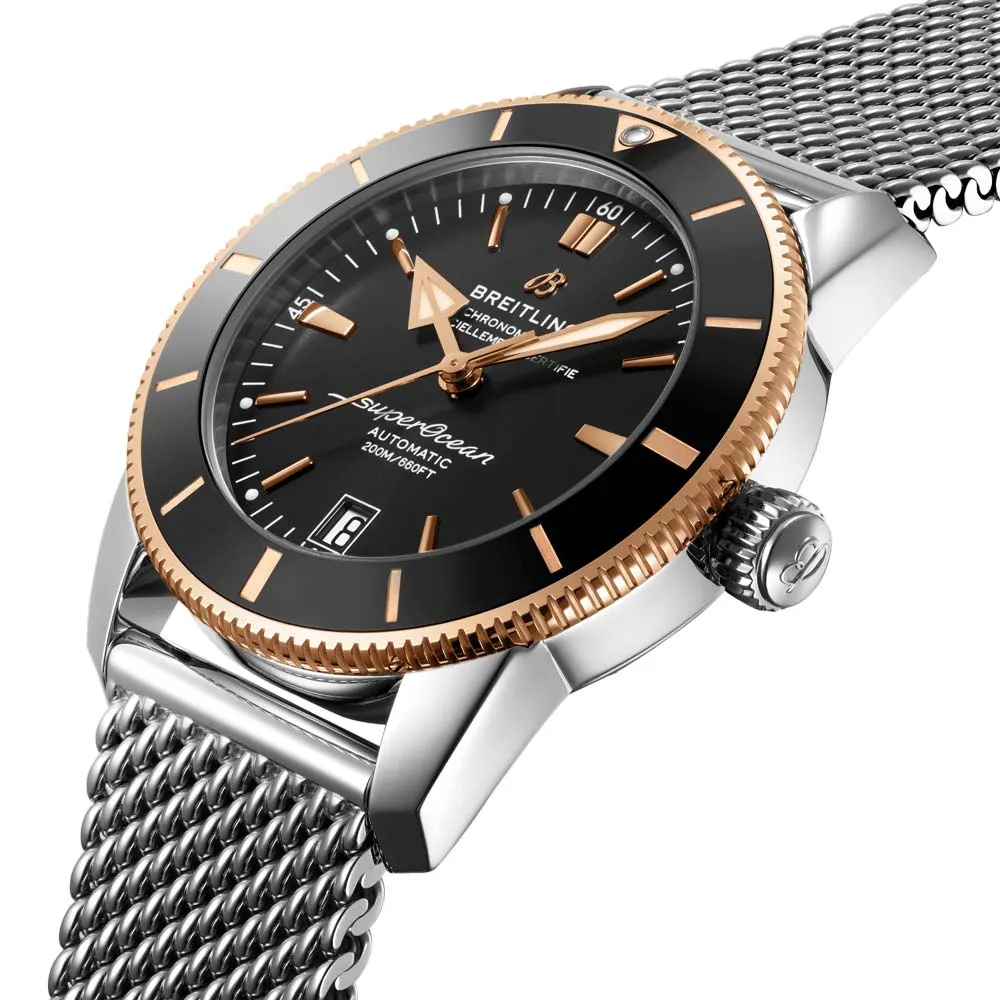 Breitling Superocean Heritage B20 42mm Black Dial 18ct Red Gold & Steel Automatic Gents Watch UB2010121B1A1