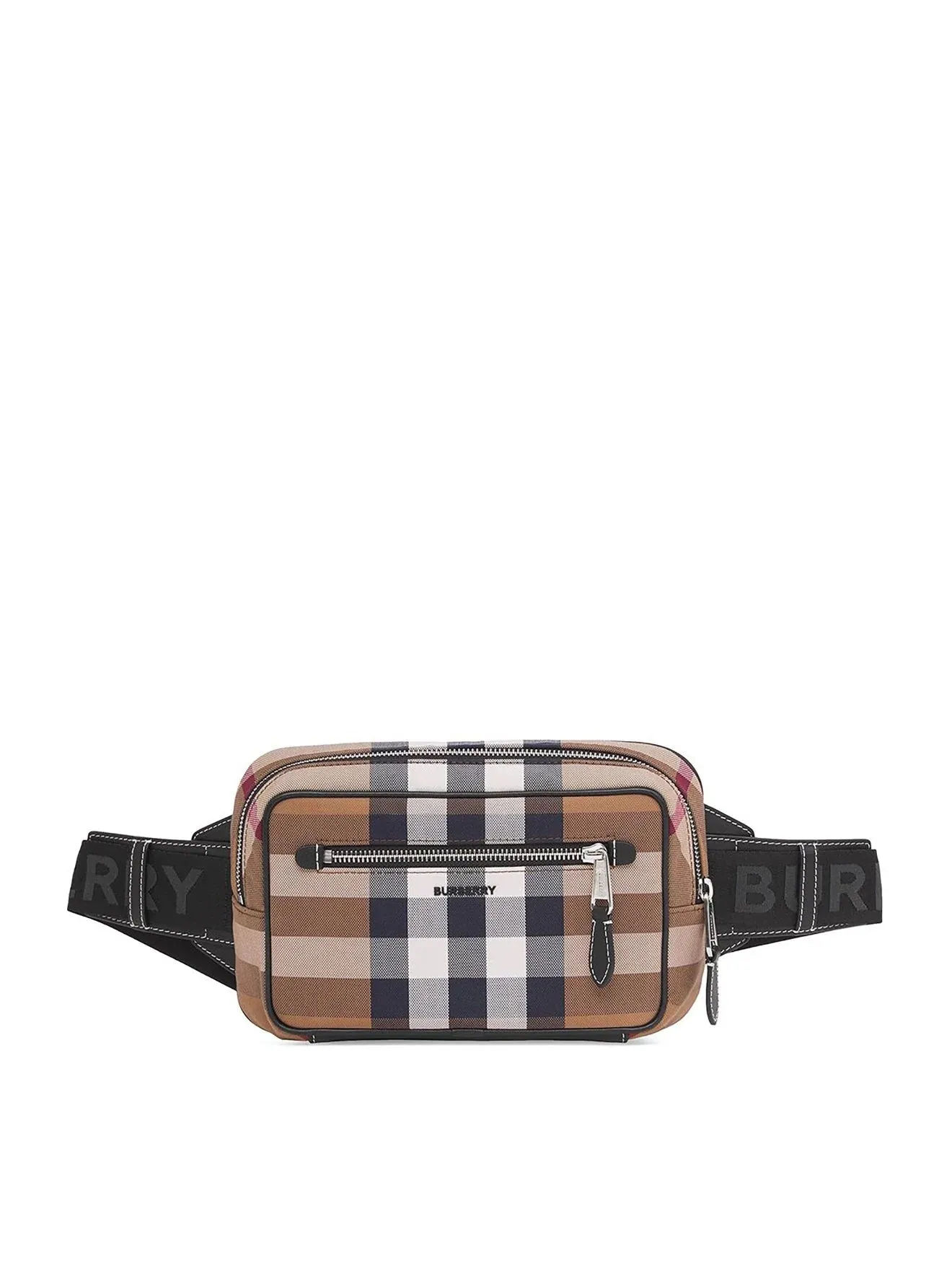 BURBERRY CHECK PRINT CANVAS & LEATHER BELT BAG