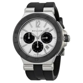 Bvlgari Diagono Silver Dial Black Rubber Men's Watch DG42C6SCVDCH