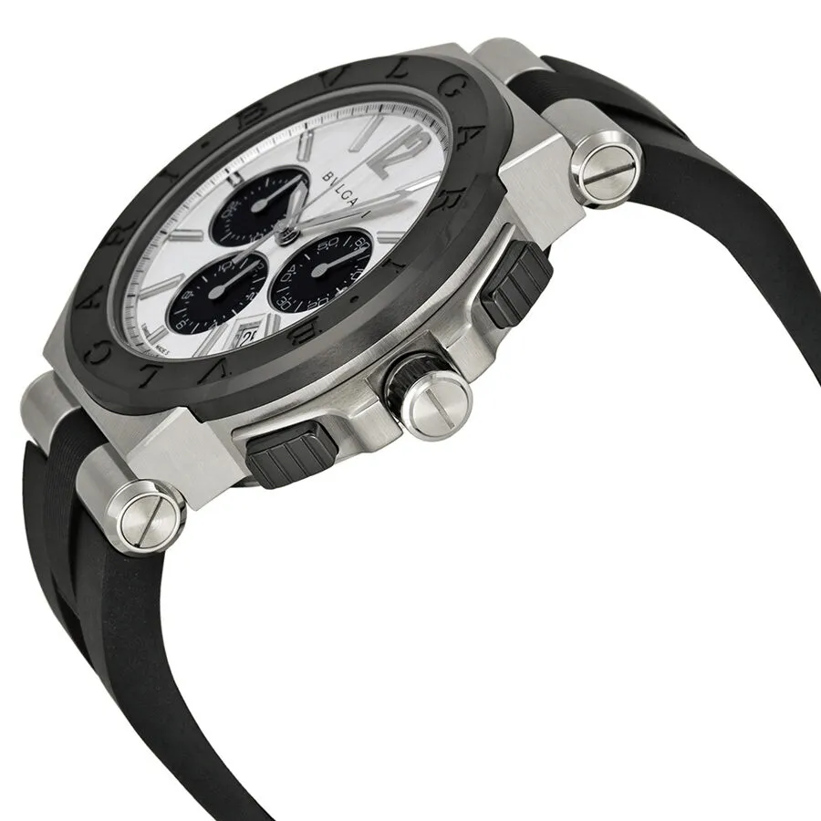 Bvlgari Diagono Silver Dial Black Rubber Men's Watch DG42C6SCVDCH