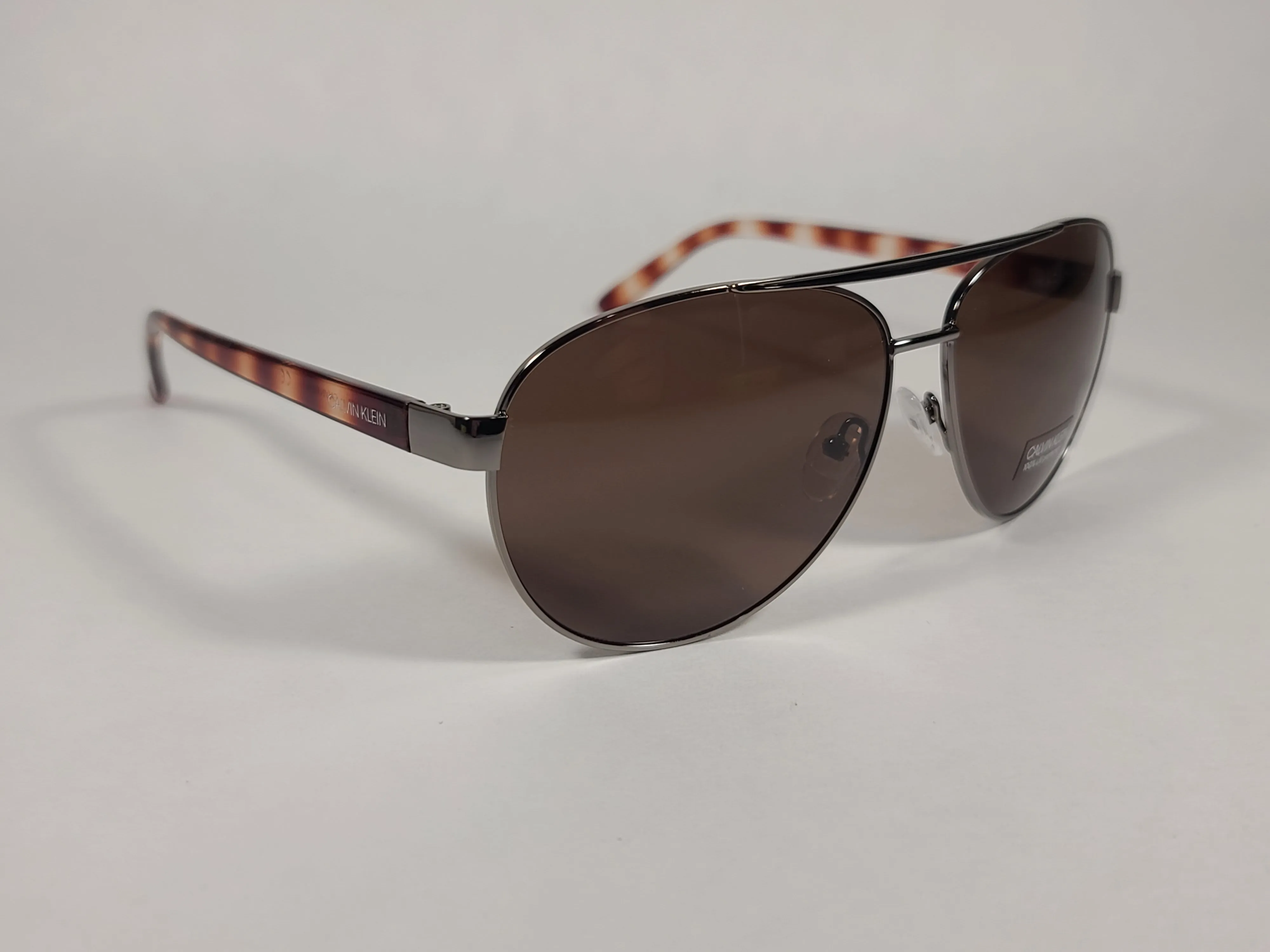 Calvin Klein Aviator Pilot Sunglasses CK19321S 008 Gunmetal And Brown Frame Brown Lens