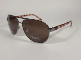 Calvin Klein Aviator Pilot Sunglasses CK19321S 008 Gunmetal And Brown Frame Brown Lens