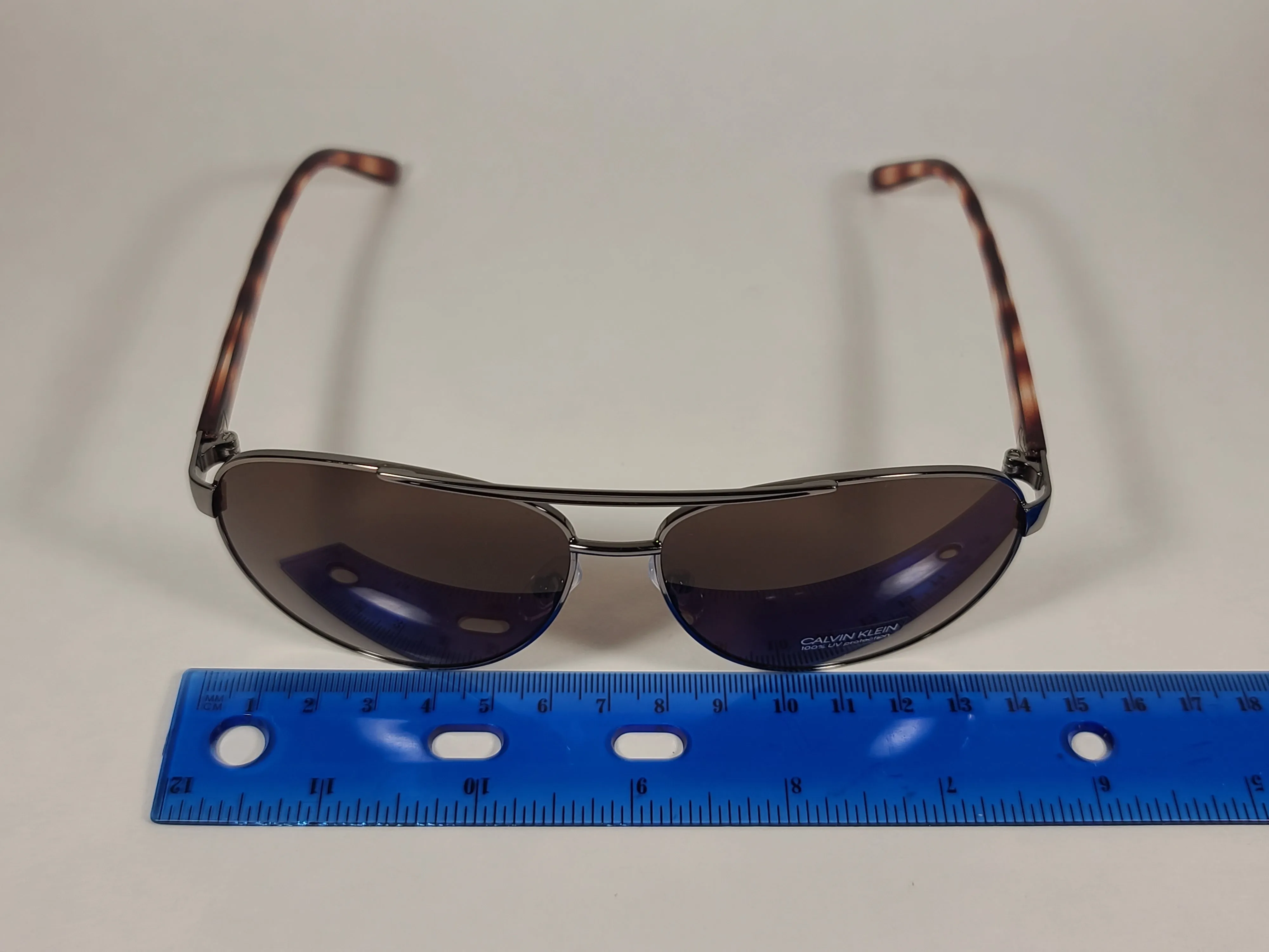 Calvin Klein Aviator Pilot Sunglasses CK19321S 008 Gunmetal And Brown Frame Brown Lens