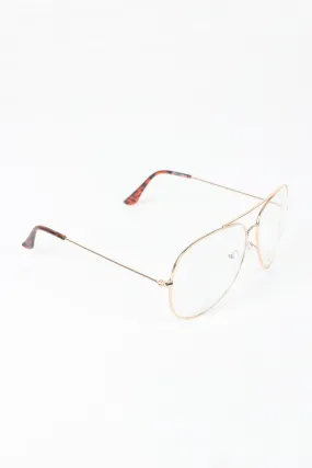 Clear Lens Wire Aviator Glasses