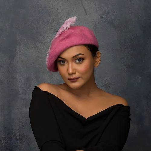 Dusky pink beret hat