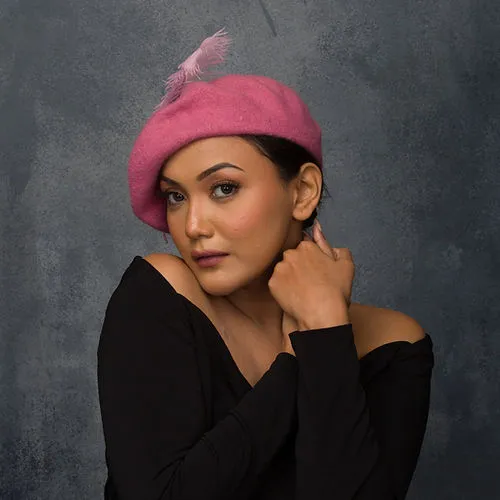 Dusky pink beret hat