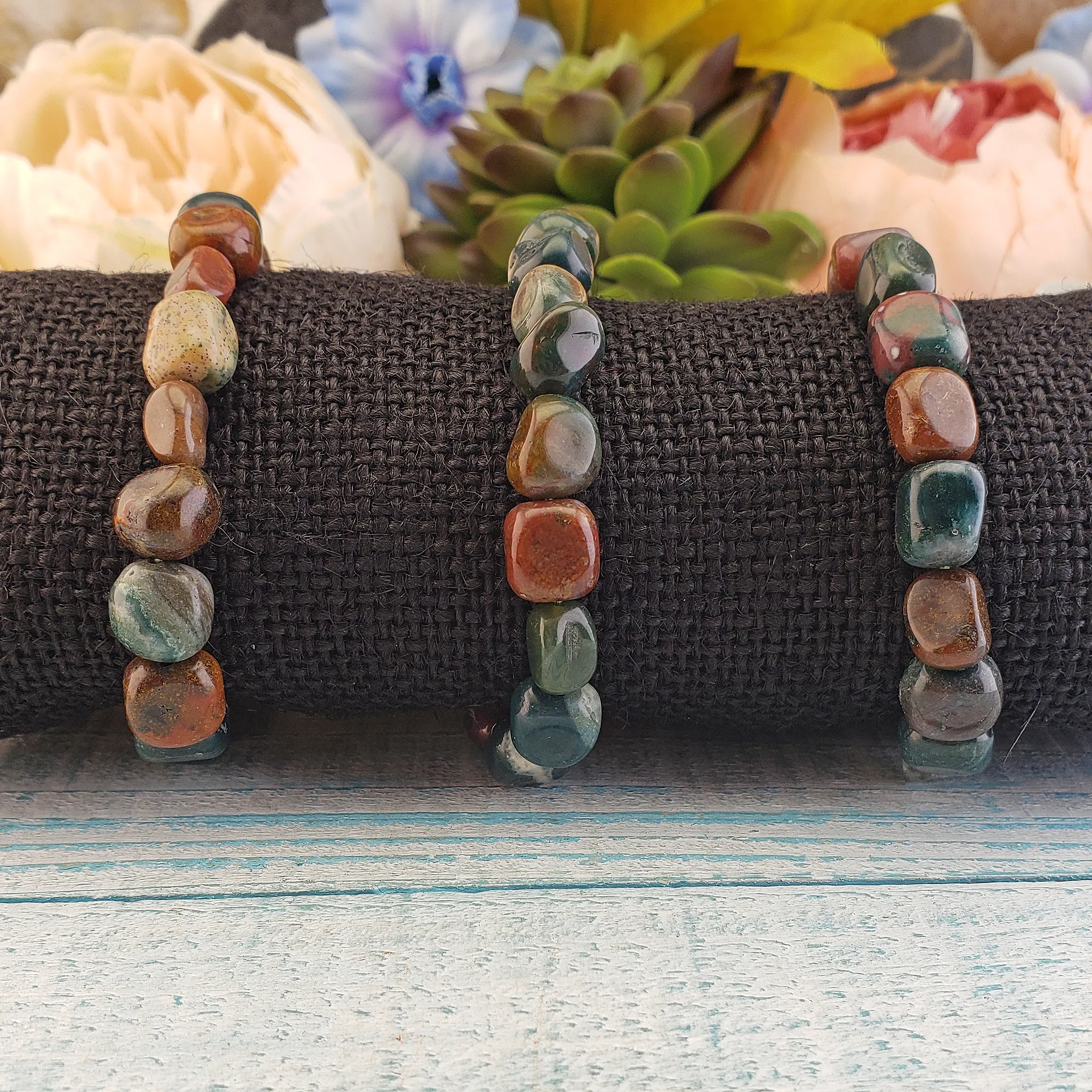 Fancy Jasper Gemstone Nugget Bead Bracelet