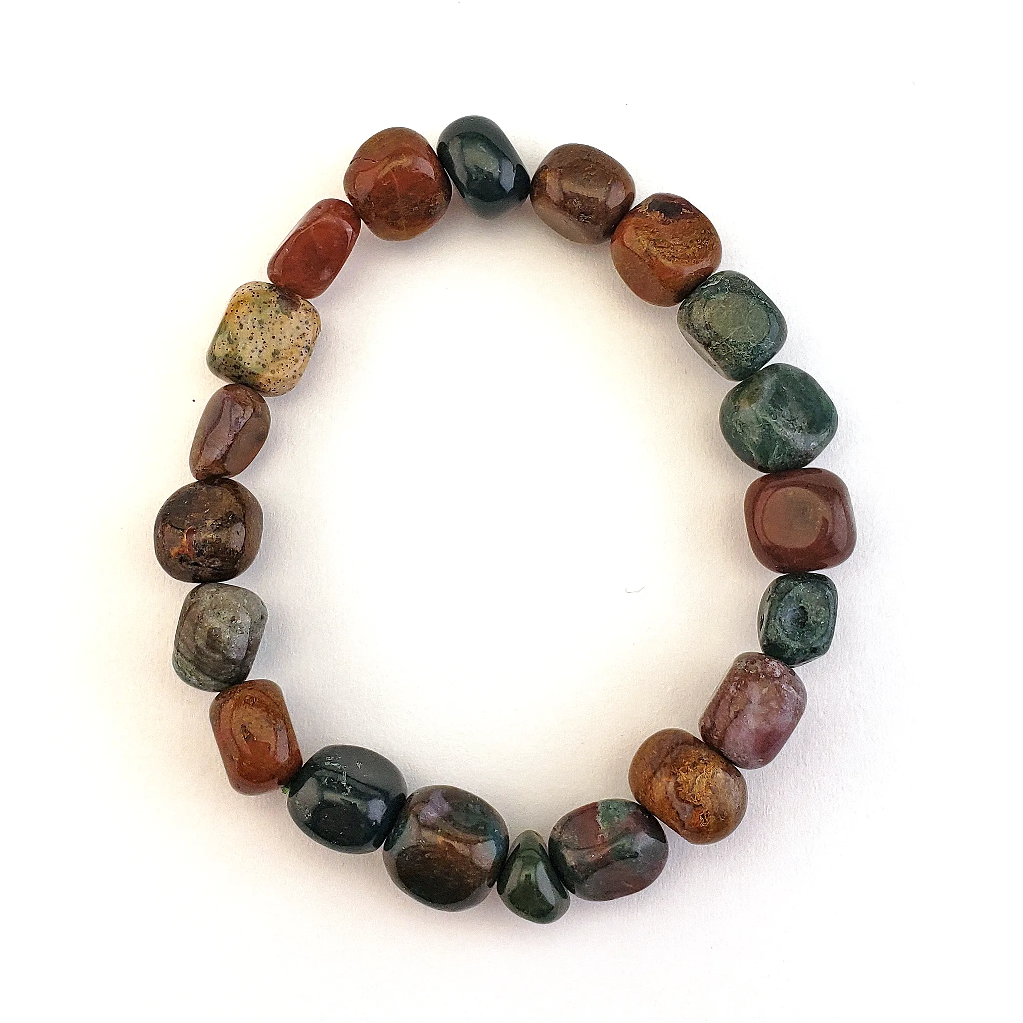 Fancy Jasper Gemstone Nugget Bead Bracelet