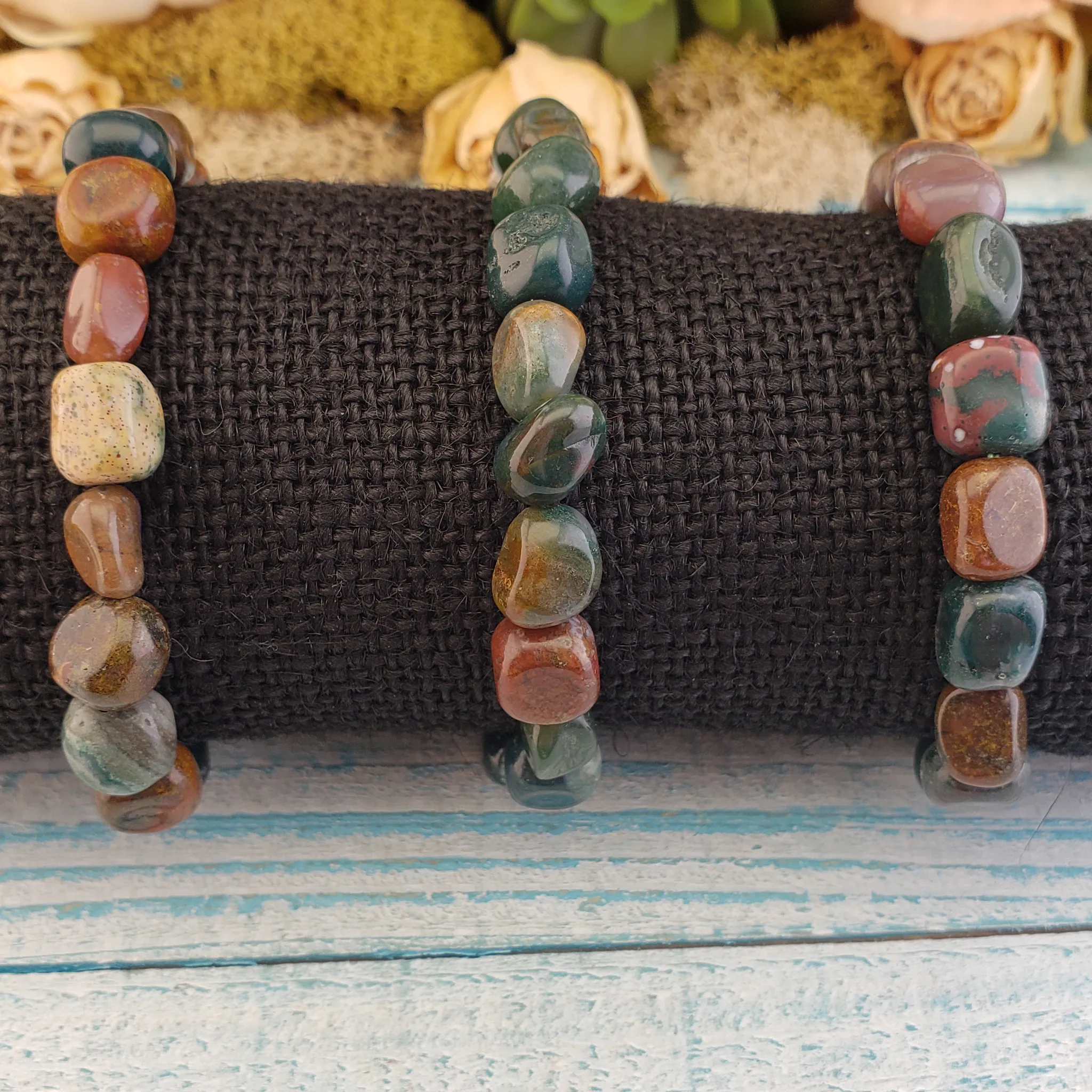 Fancy Jasper Gemstone Nugget Bead Bracelet