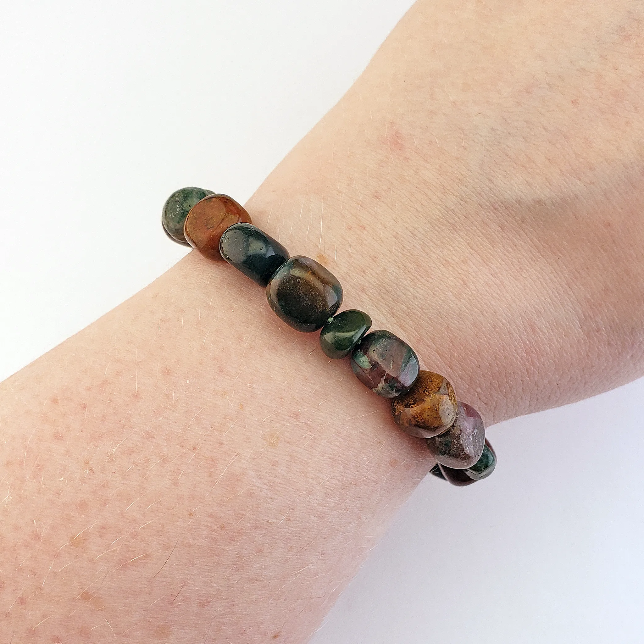 Fancy Jasper Gemstone Nugget Bead Bracelet