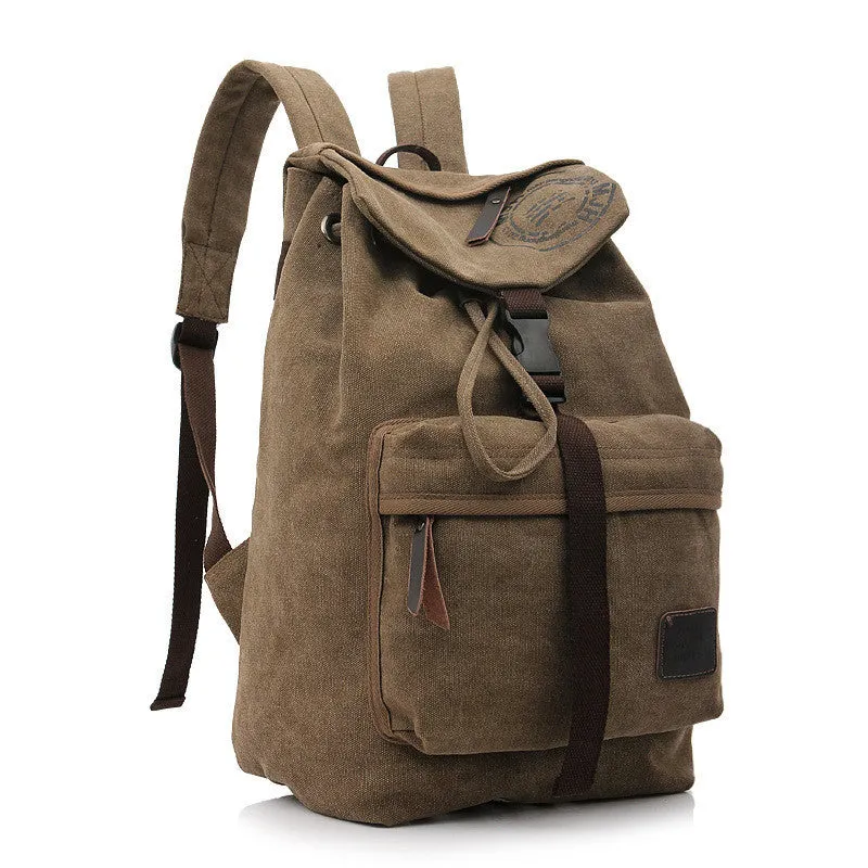 Folder Cover Solid Color Canvas Backpack Leisure Bag
