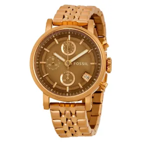 Fossil Boyfriend Chronograph Brown Dial Rose Gold-tone Ladies Watch ES3494