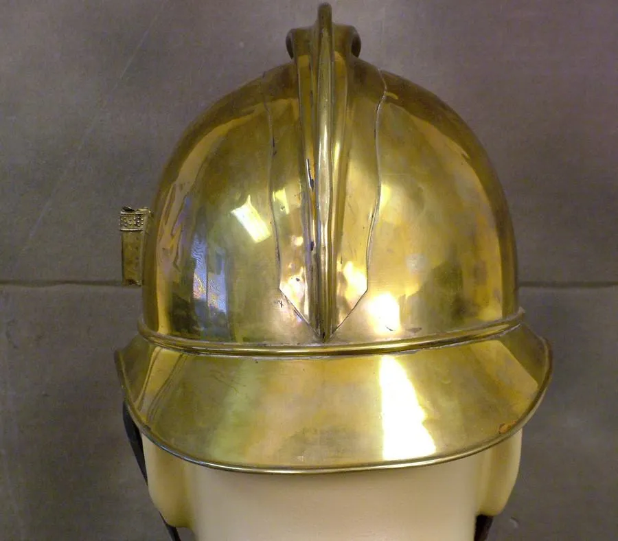 French All Brass Fire Service Helmet: Circa 1890 (One Only)