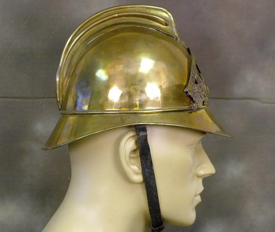 French All Brass Fire Service Helmet: Circa 1890 (One Only)