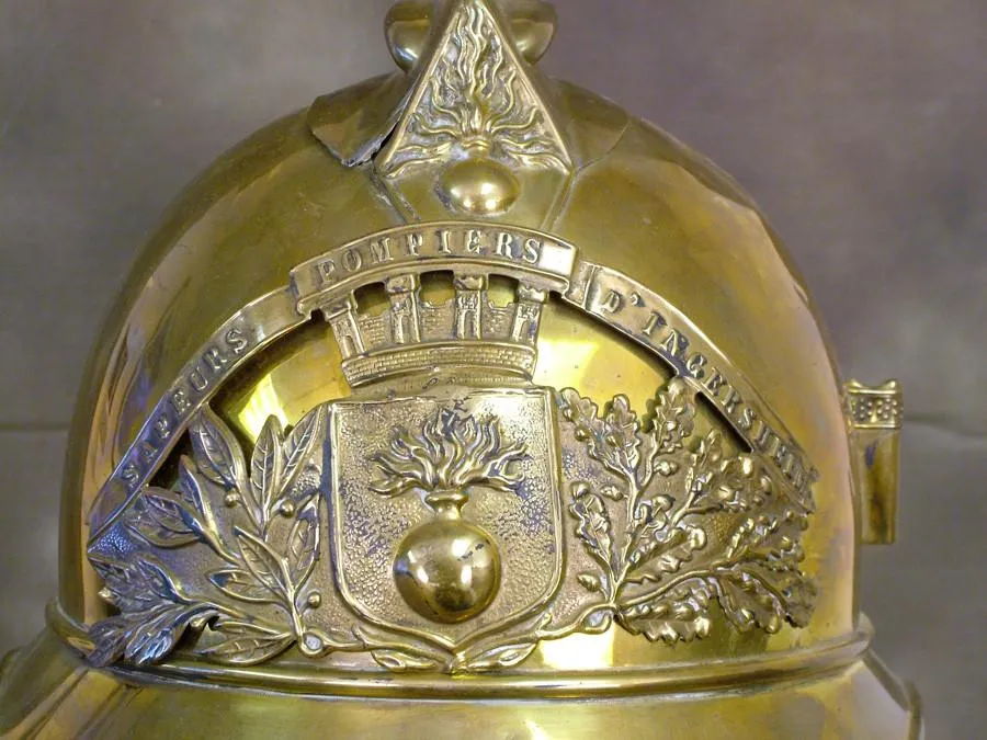 French All Brass Fire Service Helmet: Circa 1890 (One Only)