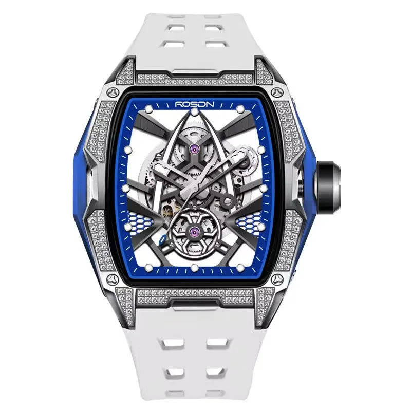 Future Wrist Men's Sport Gold Mechanical Watch with Luminous Hands and Hollow Out Design